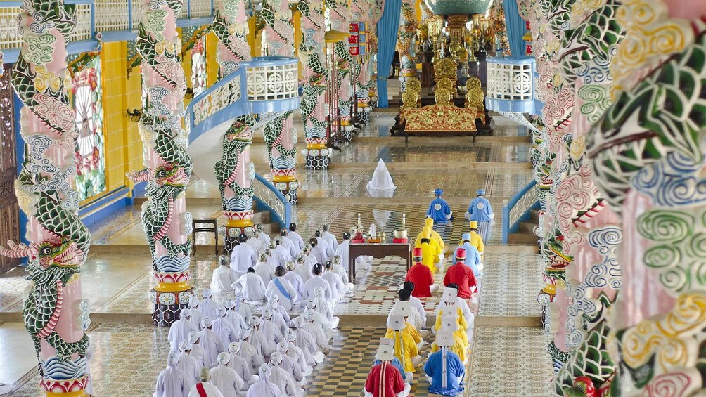 Inside view of the Cao Dai Temple in Vietnam