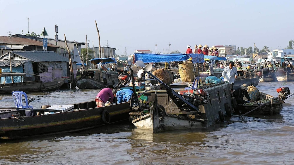 Locals on the Mekong River in Vietnam 