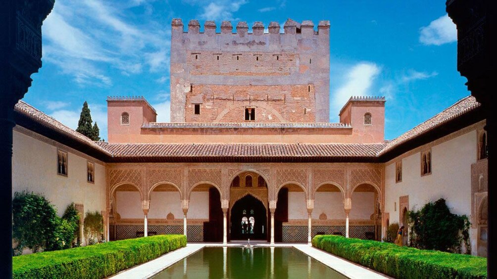 Beautiful building and reflecting pool in Alhambra