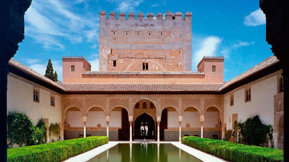Beautiful building and reflecting pool in Alhambra