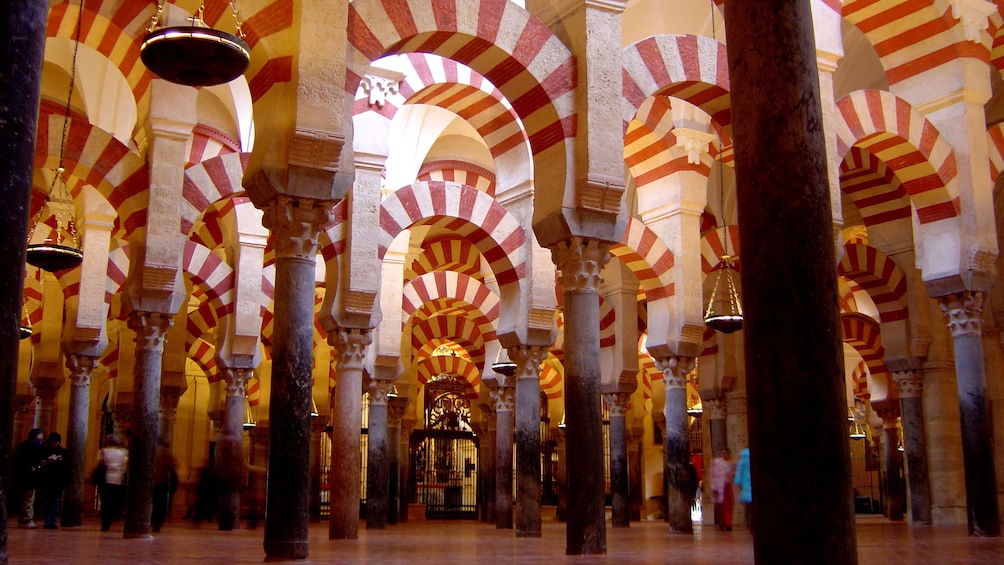 Columns inside a cathedral in Cordoba