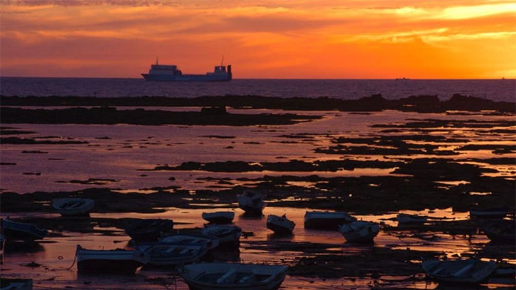 Coast at sunset in Cadiz