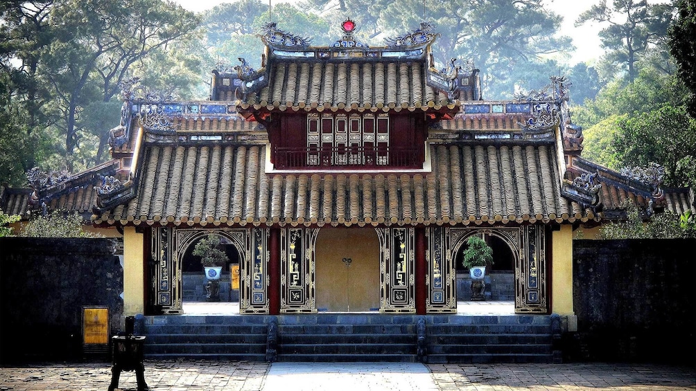 Elegant entrance of temple in Hanoi