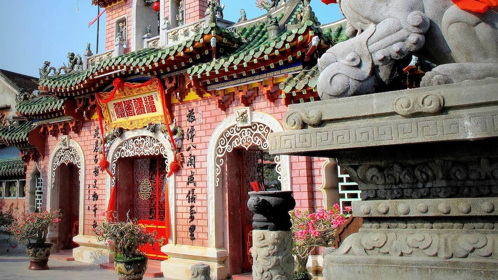 Brick building with oriental structure in Hanoi