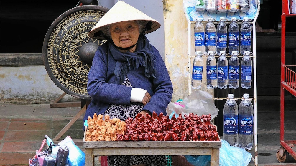 Old woman selling produce in Hanoi