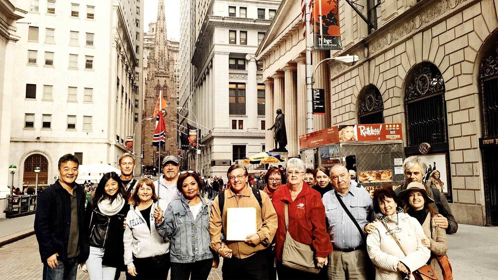 Group on a tour of Lower Manhattan in new York 