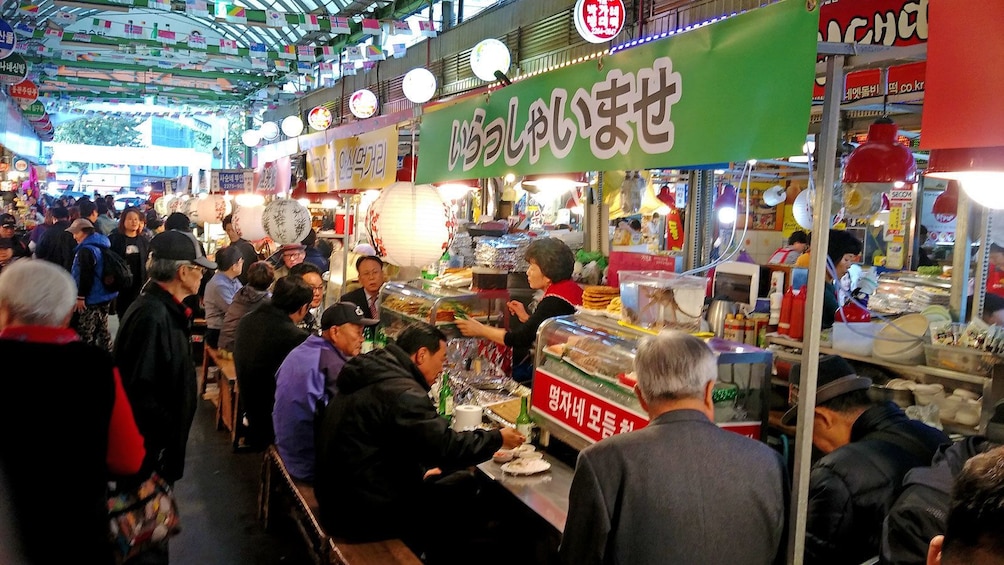 crowded street market in Korea