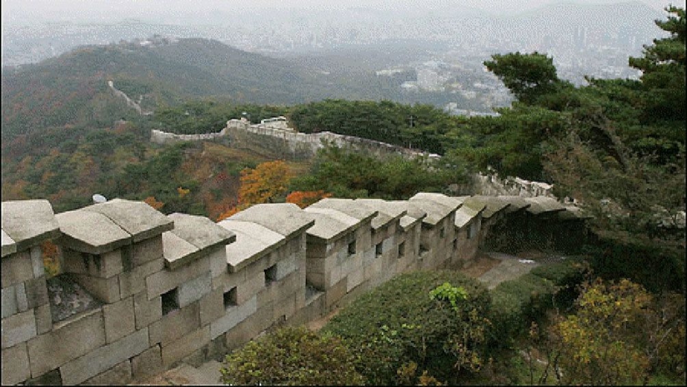staggered stone wall at the Kukaksan Fortress in Korea