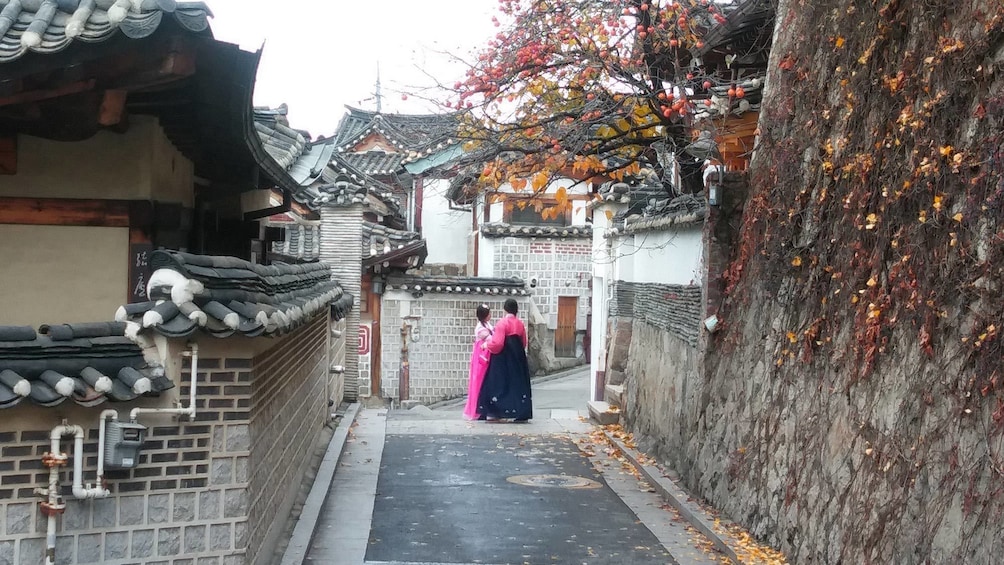 Korean women in traditional gowns in Seoul, South Korea