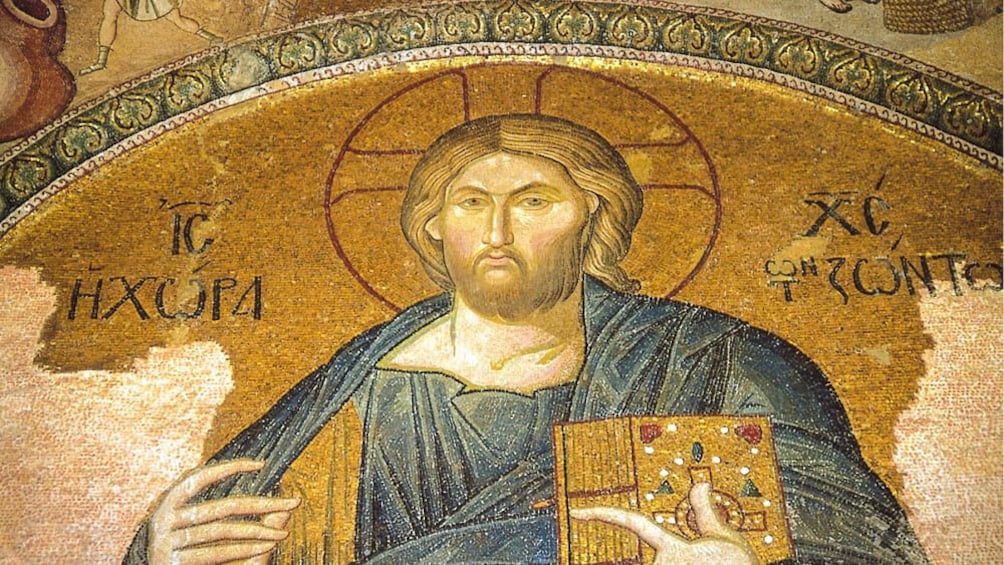 Close up of ancient artwork in Chora Church.