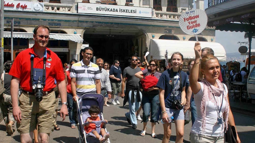 Group tour getting ready for the Princes Island tour in Istanbul