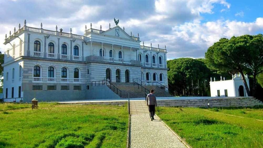 walking towards a palace in Spain