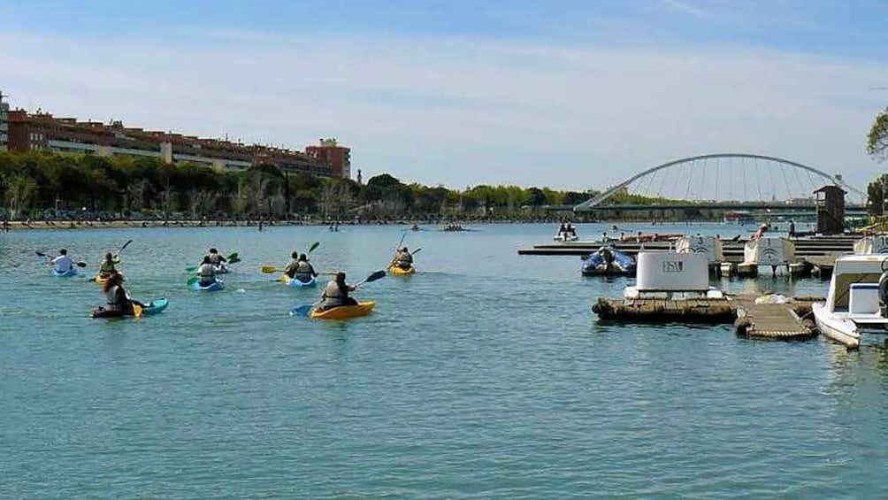 kayakers paddling in the water in Spain