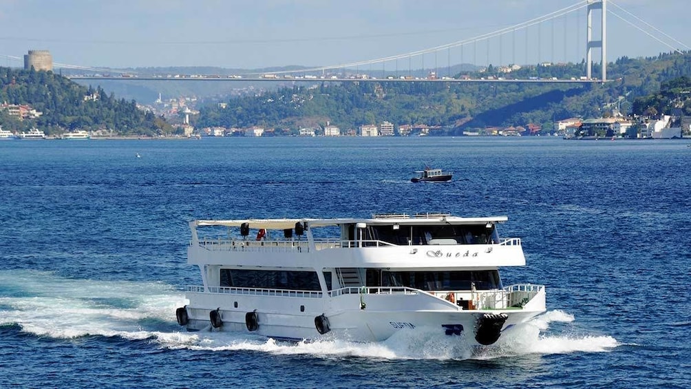 View of a boat on the waters in Istanbul