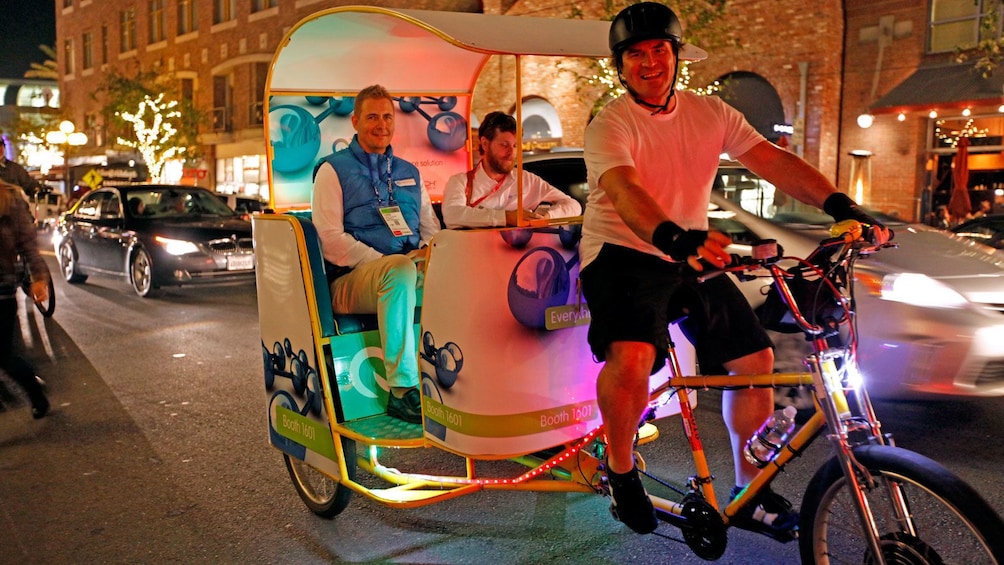 passengers on a taxi bike in San Diego