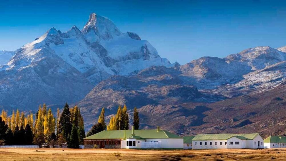 establishments near the foot of snow capped mountains in Argentina