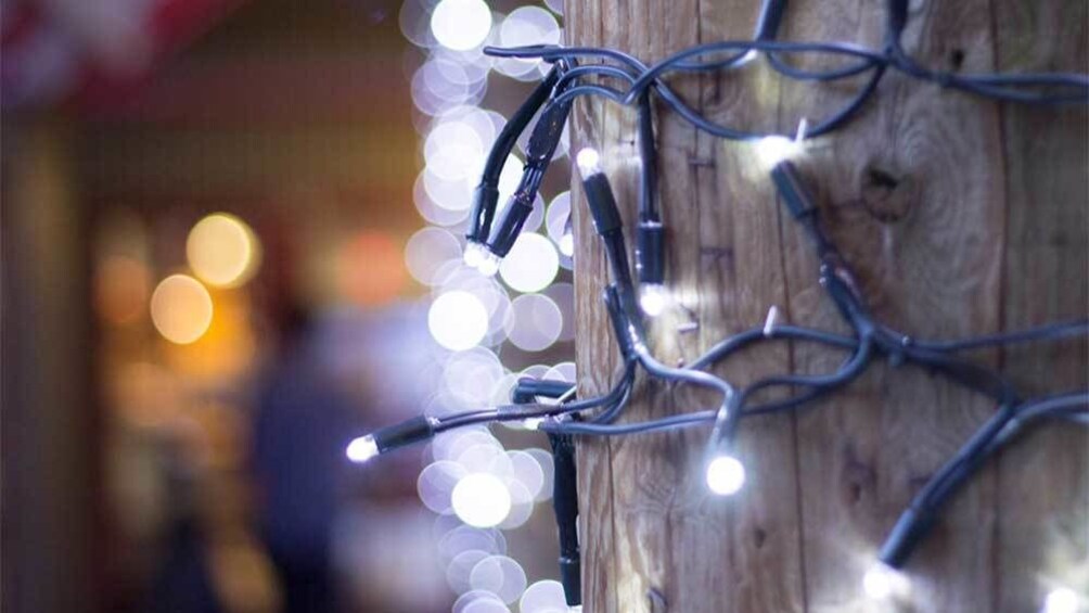 Show item 4 of 8. Holiday lights on Granville Island at night in Vancouver, BC