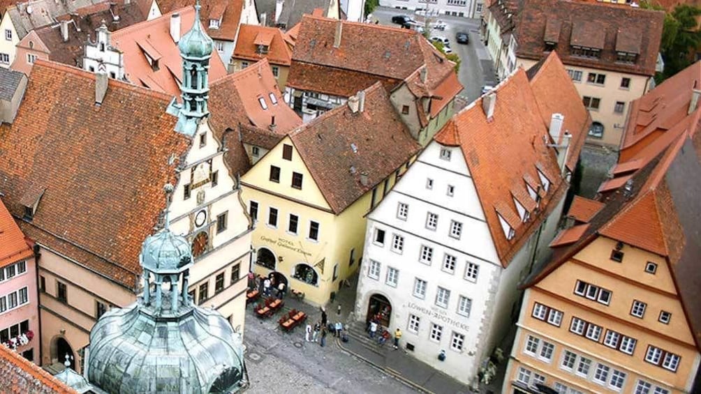 looking at the town street from a tower in Germany