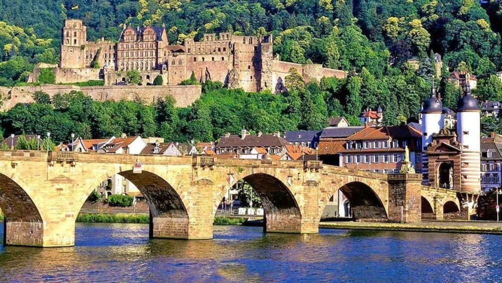 an old stone bridge leading to the castle in Germany