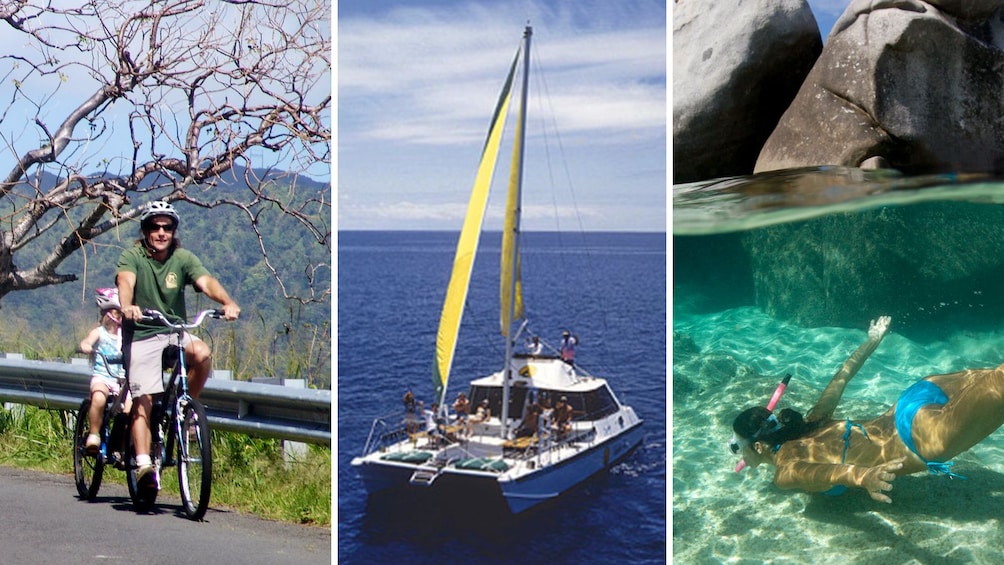 Packaged tour including a Bike, Hike, Sail, and Snorkel adventure in Oahu