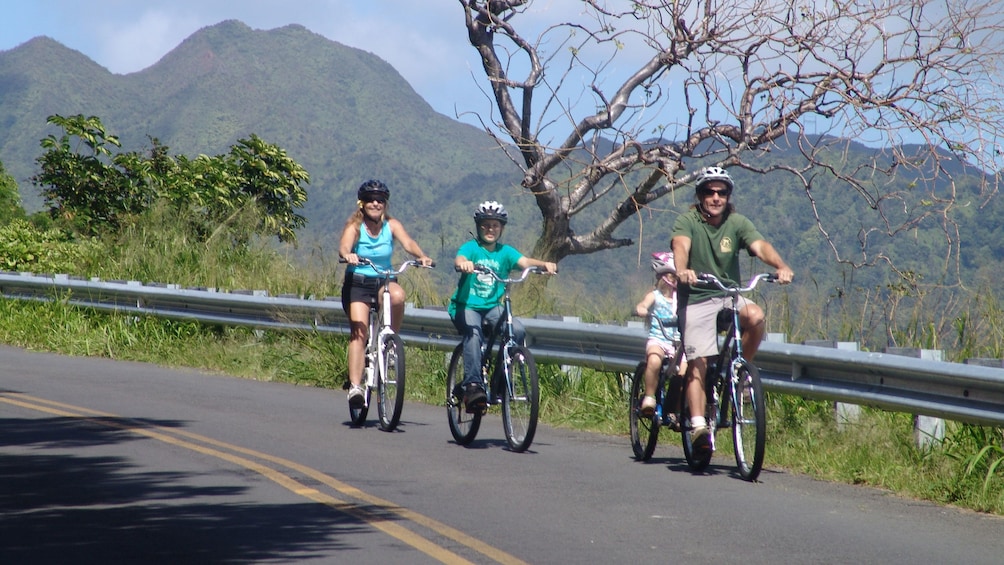 Family friendly bike ride down Oahu's mountain ranges