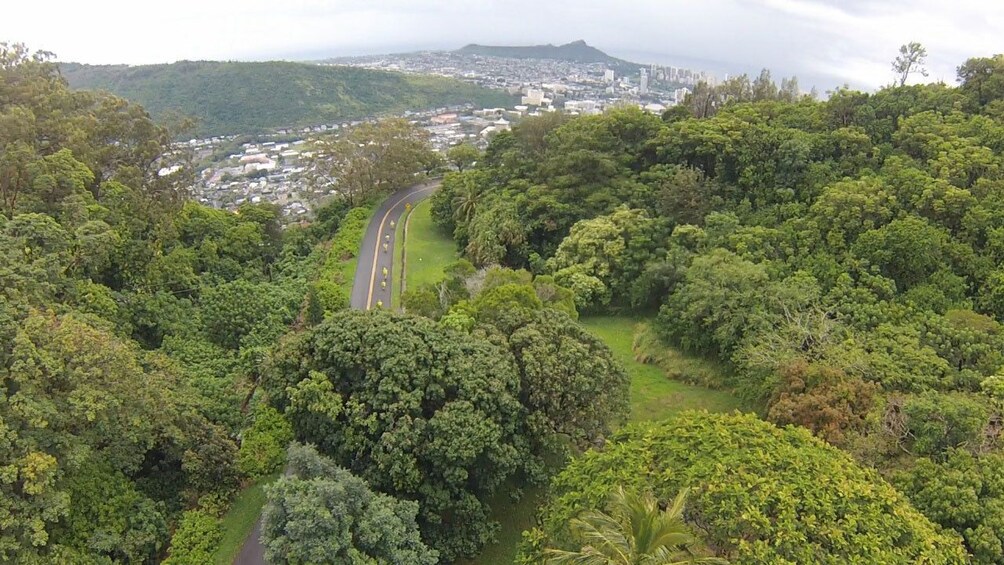 View from the Manoa lookout, halfway down the bike trail in Oahu