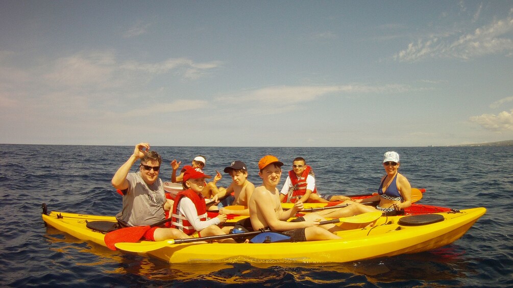 Kayakers taking break on water at Big Island