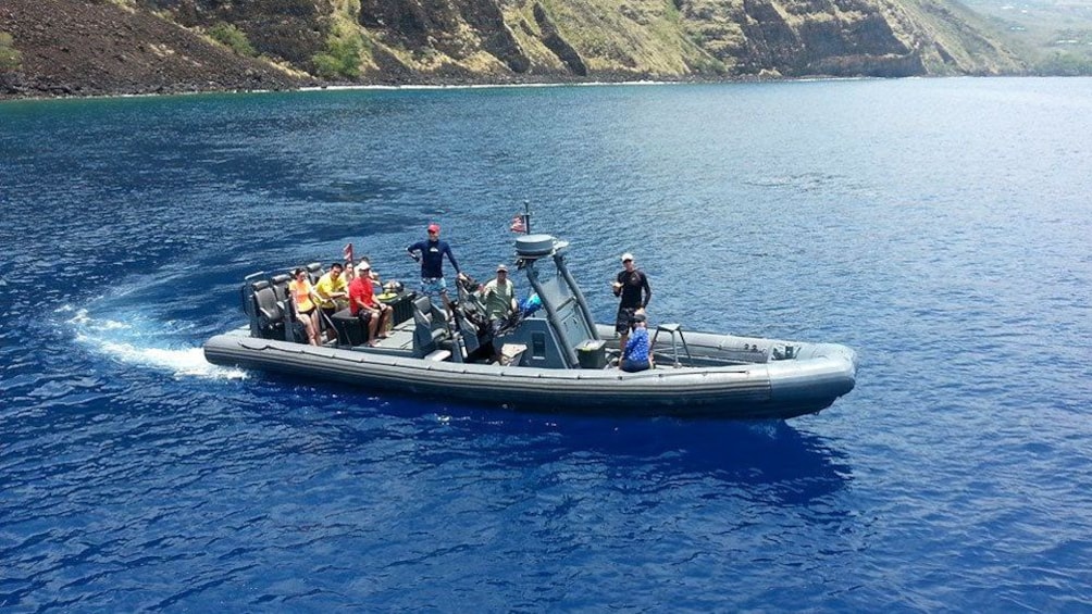 passengers on a motorboat in Hawaii