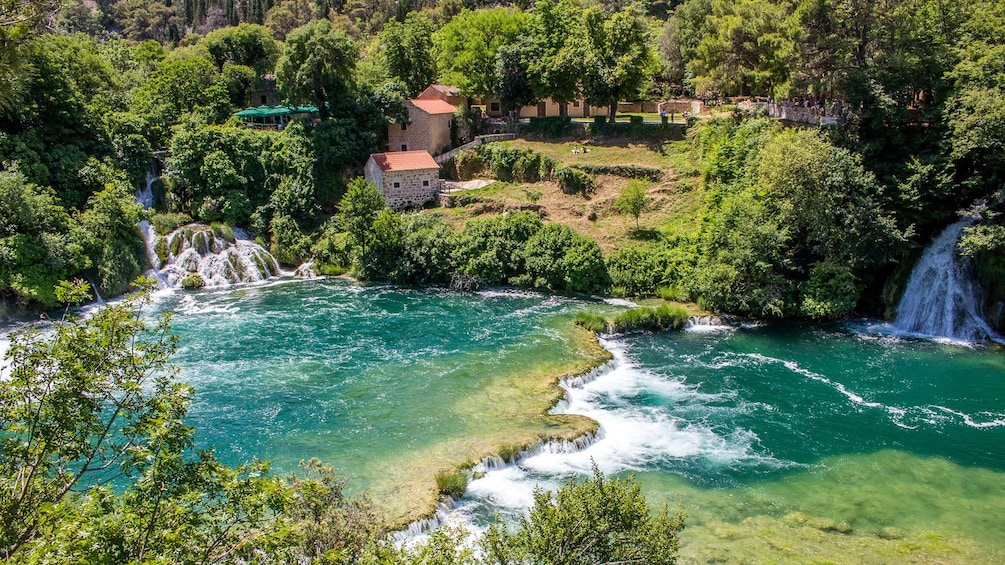 Aerial view of Krka Waterfalls