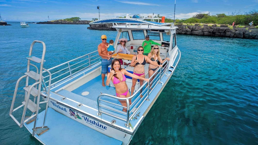 people happy of deck of boat in hawaii