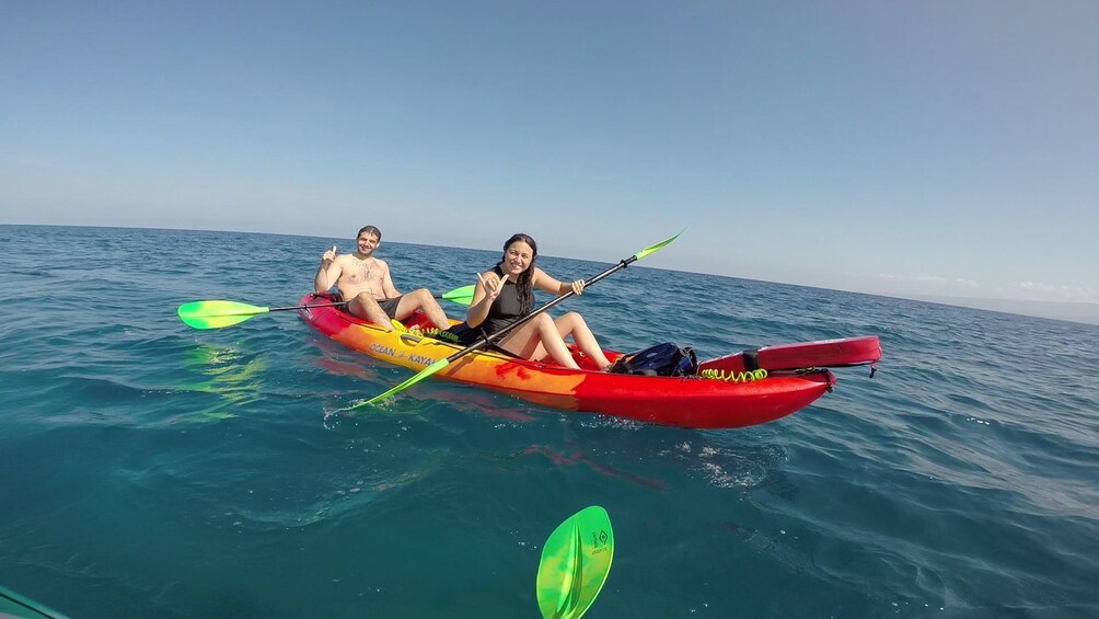 Kayakers along the Kohala coastline to sanctuary on the Big Island