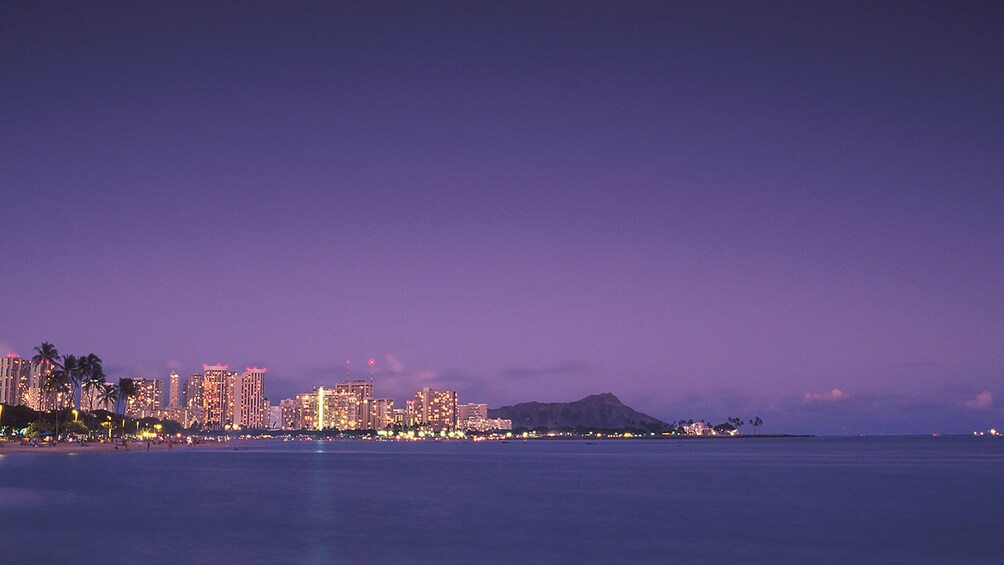Lights of Honolulu in distance 