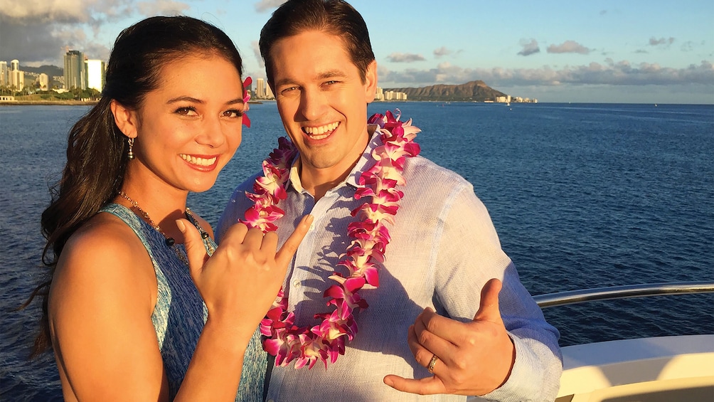 Couple aboard Sunset Dinner Cruise