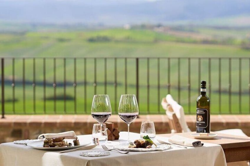 Lunch with a view in our Exclusive Brunello wine Tour