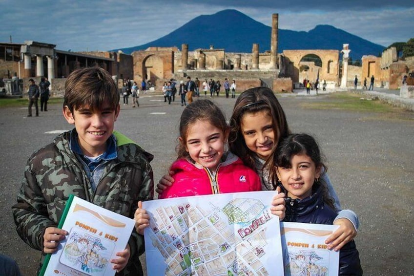 Kids in the forum of Pompeii
