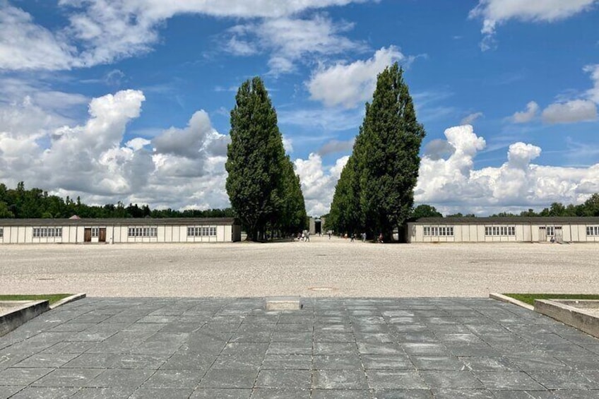 View of the "Camp Road" and barracks.