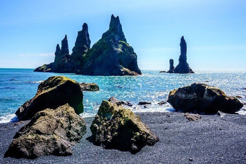 The sea stacks in Reynisfjara.