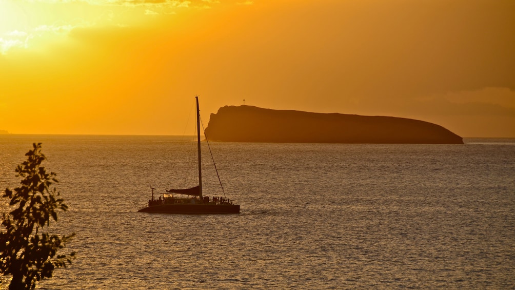catamaran in the water during sunset in Maui