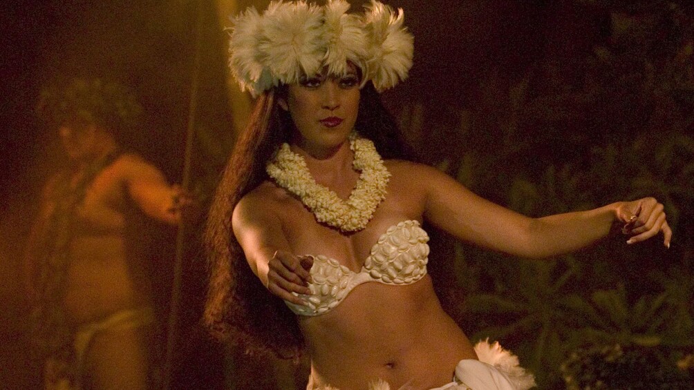 Close up of female luau dancer in Hawaii 