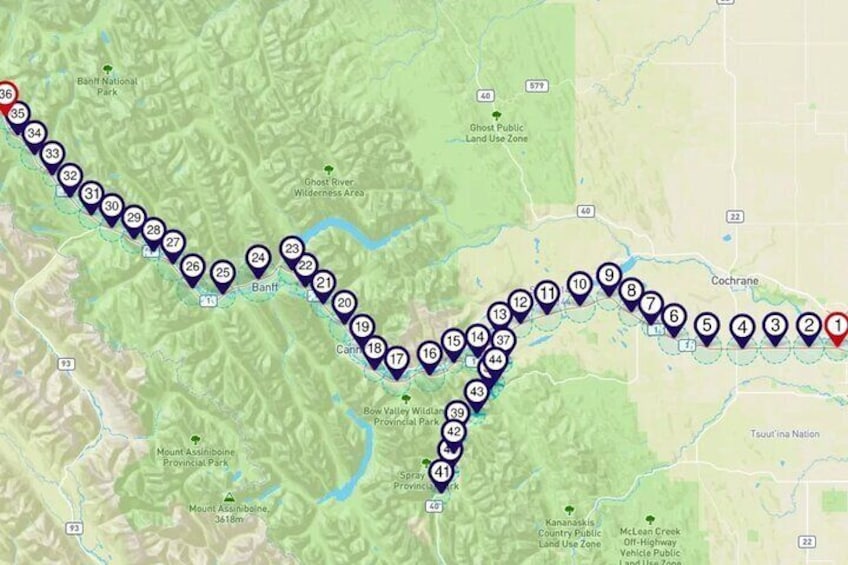 Smartphone Audio Driving Tour between Lake Louise and Calgary