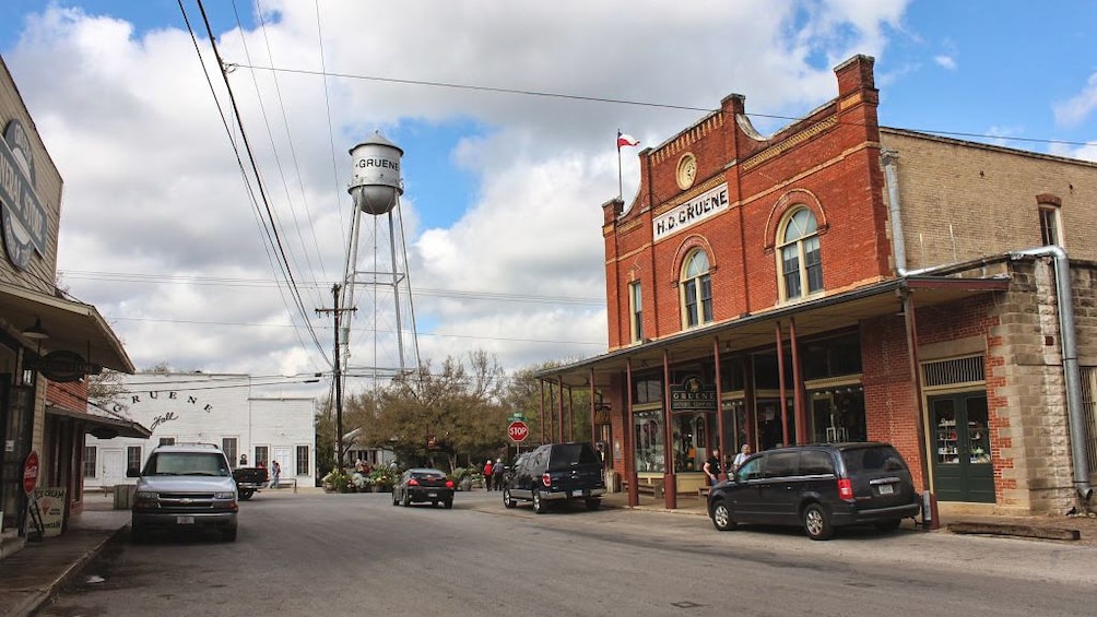 Street view of small town.