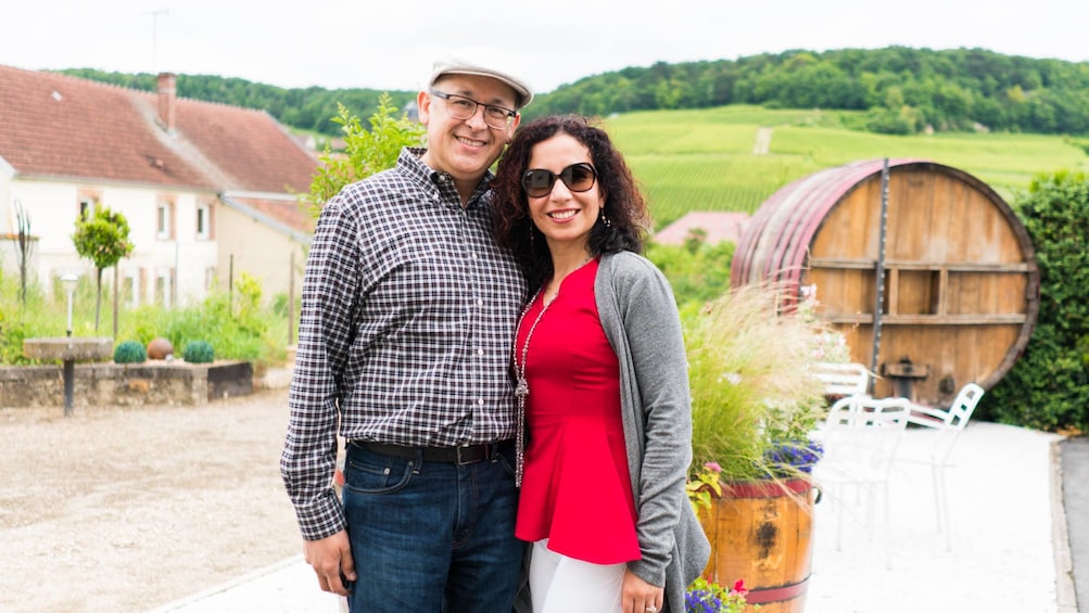 Couple outside of Moet & Chandon winery