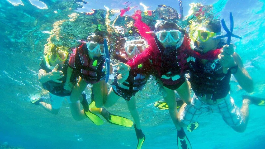 group of snorkelers in Micronesia