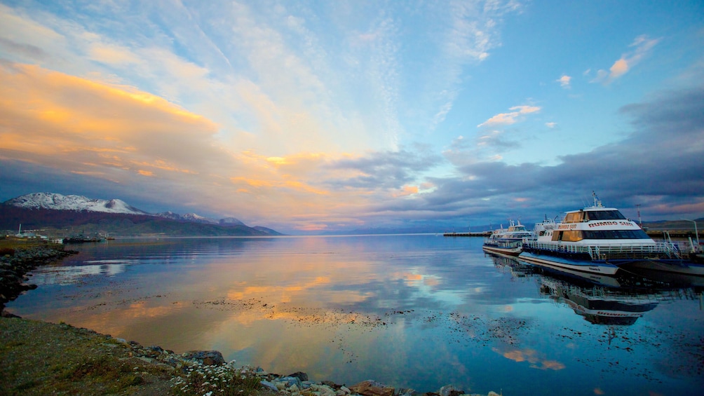 Vibrant view of coast during sunset.
