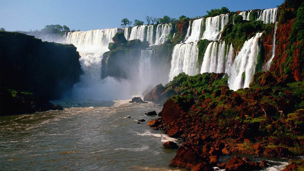 Panoramic day view of the stunning Puerto Iguazu Falls in Buenos Aires, Argentina