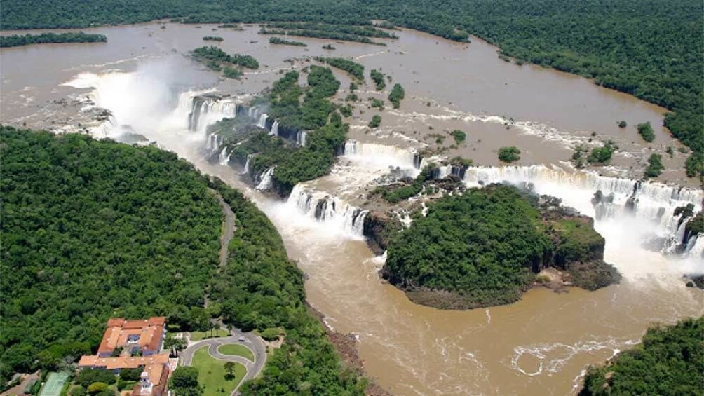 Aerial view of the beautiful Iguazu Falls in Buenos Aires, Argentina