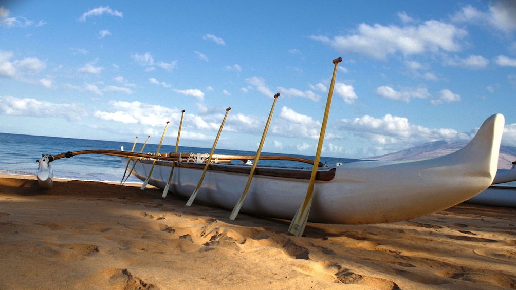 Outrigger canoe on the beach on Maui