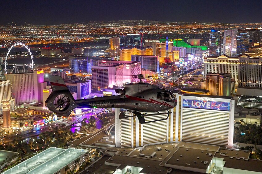 Helicopter and Las Vegas at night 