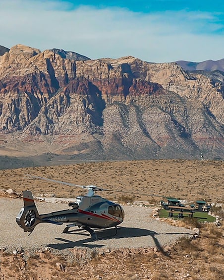 Helicopter on pad at Red Rock Canyon Landing