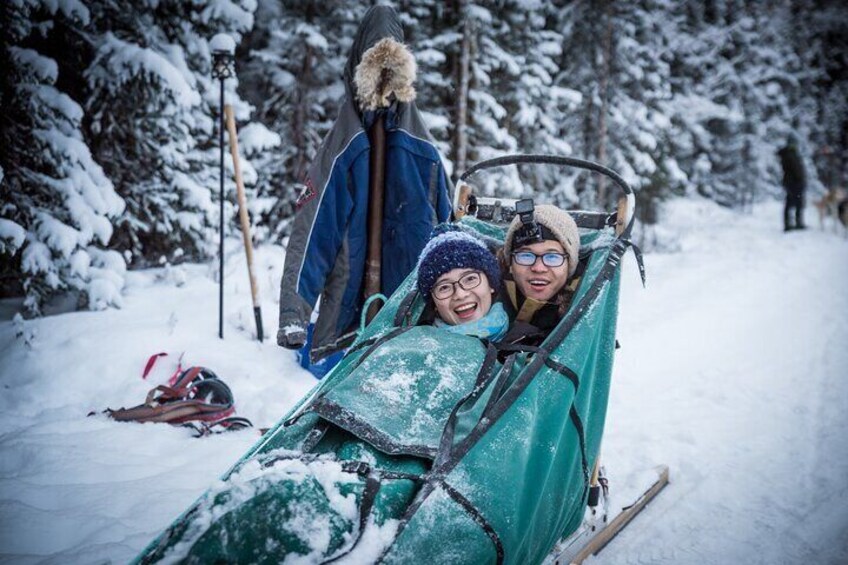 Enjoy a private mush, paired with your travel buddy. No crowding of the sled with a max capacity of two!